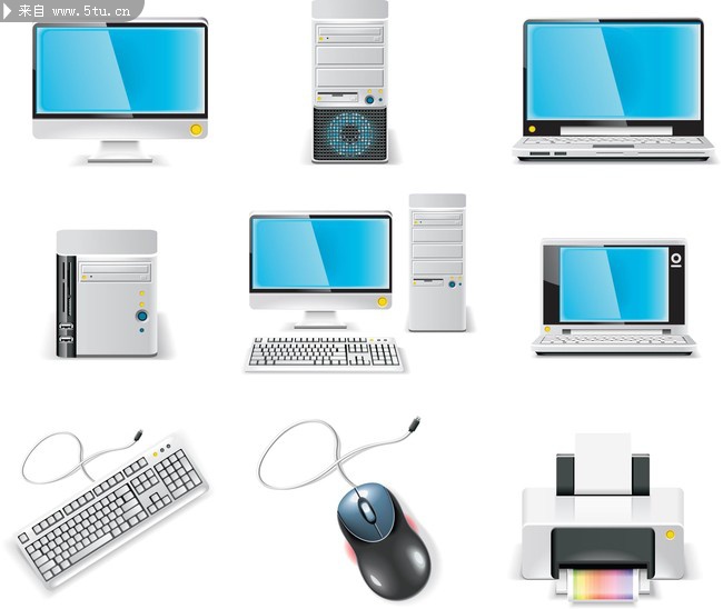 電腦相關設備設計矢量圖及其在計算機與配件中的應用